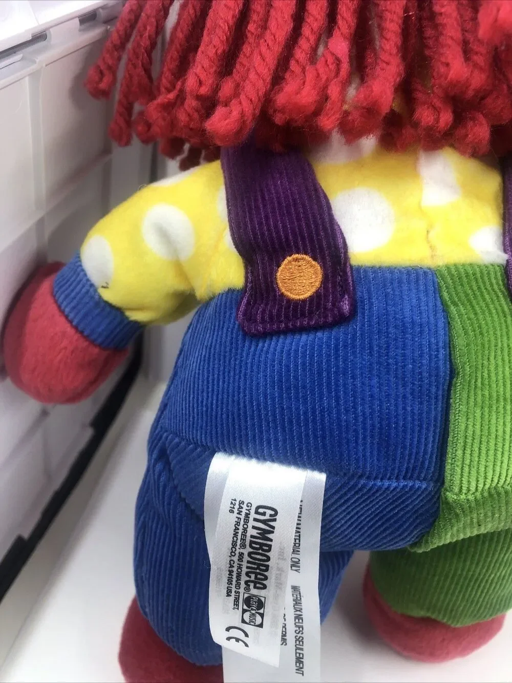 Gymboree Clown Plush 11” Inch Primary Colors Stuffed Animal Toy Gymbo 2006